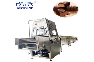 Large scale protein bar chocolate enrobing process