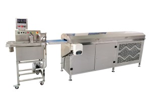 Small chocolate enrobing machine with tempering
