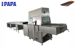 Chocolate coating machine for biscuit sticks