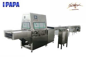 Chocolate coating machine for biscuit sticks