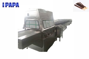 Chocolate coating machine for biscuit sticks