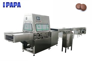Chocolate coating machine for biscuits
