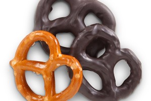 Chocolate coating machine for pretzels