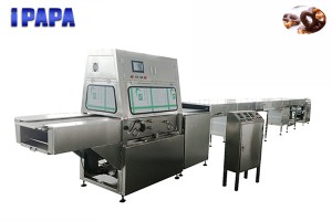 Chocolate coating machine for pretzels