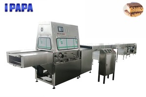 Chocolate coating machine for rice krispie treats
