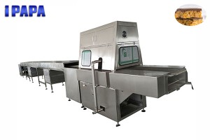 Chocolate coating machine for rice krispie treats