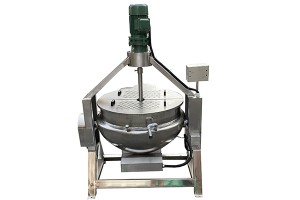 Auto tilting titling type syrup cooker with planetary stirring